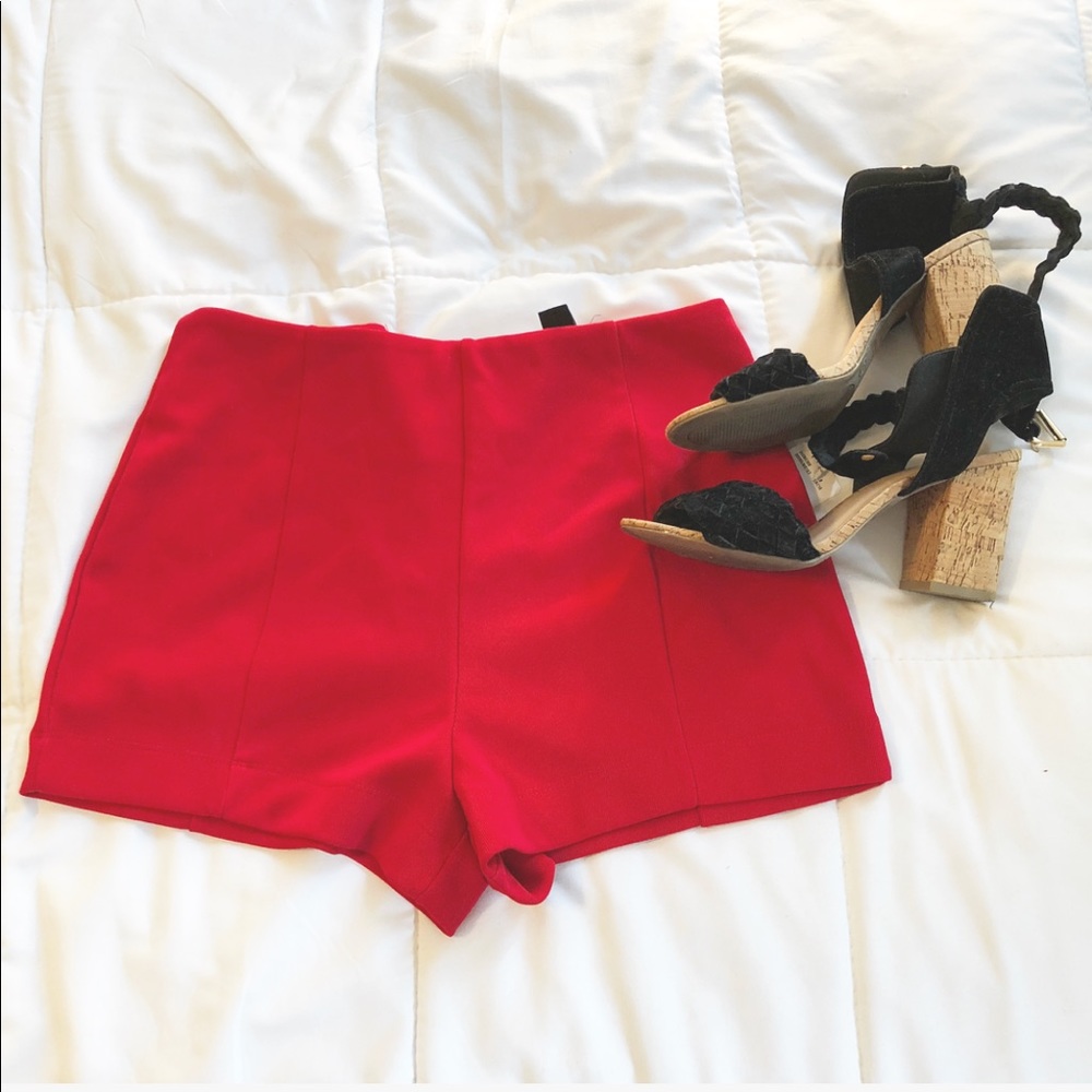 Forever 21 hot red high-waisted shorts